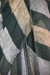 Deep Green Organza Silk Saree with Crushed Tissue Zari Stripes
