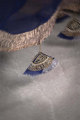 Blue Organza Silk Saree with Crushed Tissue Zari Stripes