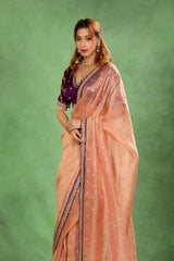 Peach Tissue Silk Saree with Roopa Sona Buti