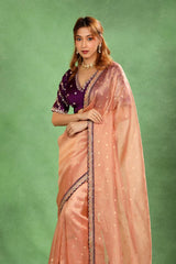 Peach Tissue Silk Saree with Roopa Sona Buti