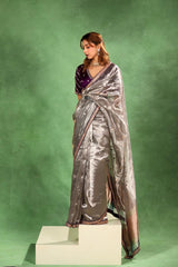 Grey Tissue Silk Saree with Roopa Sona Buti