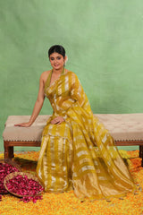 Light Green Tissue Silk Party Wear Saree With Sequins Work