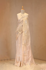 Off-White Tissue Silk Saree with Woven Bird Motifs