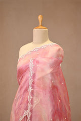 Pink Tissue Silk Saree with Pearl Embellished Buti