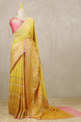 Yellow saree, Tussar silk saree, khaddi saree, Banarasi saree, party wear saree, Wedding Saree