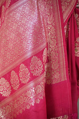 Pink Tussar Khaddi Silk Saree with Meenakari Floral Work