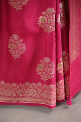 Pink Tussar Khaddi Silk Saree with Meenakari Floral Work