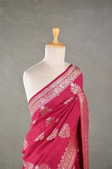 Pink Tussar Khaddi Silk Saree with Meenakari Floral Work