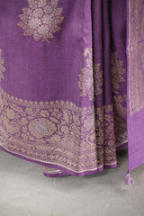 Mauve Tussar Khaddi Silk Saree with Meenakari Floral Work