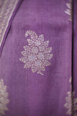 Mauve Tussar Khaddi Silk Saree with Meenakari Floral Work