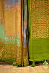 Green Banarasi Tussar Khaddi Silk Saree With Rangkat Hand-Brush Work