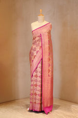 Pink saree, Tussar silk saree, khaddi saree, Banarasi saree, party wear saree, Wedding Saree