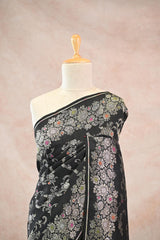 Black Tussar Khaddi with Meenakari woven floral jaal