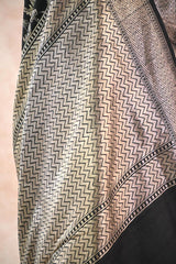 Black Tussar Khaddi Silk Saree with Handbrushing Work