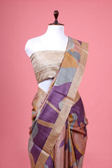 Multicolored Printed Tussar Silk Saree