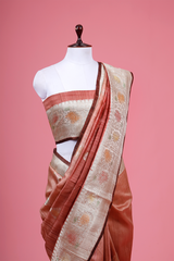Rust Brown Handwoven Tussar Silk Saree