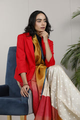 Multicolor Tussar Silk Saree with Embroidery Motifs