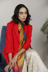 Multicolor Tussar Silk Saree with Embroidery Motifs