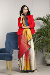 Multicolor Tussar Silk Saree with Embroidery Motifs