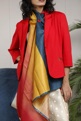 Multicolor Tussar Silk Saree with Embroidery Motifs