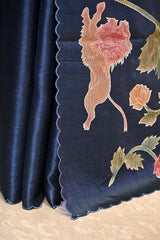 Blue Tussar Silk Saree with Shikargah Applique Work