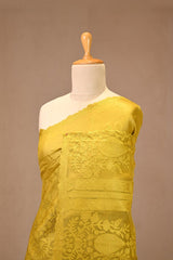 Lime Green Tussar Silk Saree with Resham Floral Buti