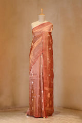 Banarasi Tissue Silk Saree, rust saree, Tissue silk saree, Bollywood sari, wedding saree, party wear saree, Wedding Saree