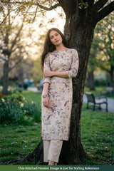 Sage Green Floral Printed Linen Suit Piece