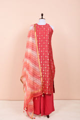 Anu Mishra In Hibiscus Pink Handwoven Mulberry Silk Suit Set - Chinaya Banaras
