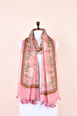 Dupatta, pink Dupatta, Pichwai Dupatta, Dupatta for women, Printed Dupatta, Linen Dupatta