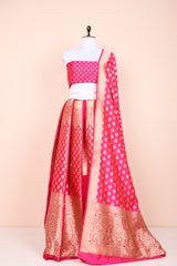 Pink Handwoven Banarasi Silk Lehenga Set At Chinaya Banaras