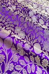 Products Dazzling Purple Hnadwoven Satin Silk Fabric ,banarasi fabric, silk fabric, brocade fabric, handloom fabric, indian fabric