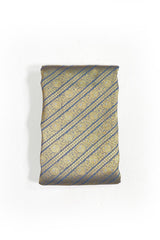 Slate Grey Striped Woven Banarasi Silk Fabric - Chinaya Banaras