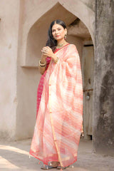 Anu Mishra In Hibiscus Pink Handwoven Mulberry Silk Suit Set - Chinaya Banaras