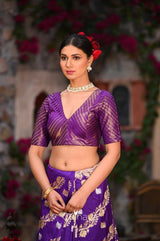 Deep Purple Handwoven Banarasi Silk Blouse - Chinaya Banaras
