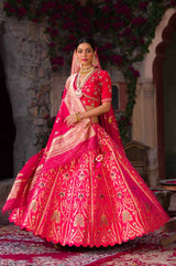 Pink Handwoven Banarasi Silk Lehenga At Chinaya Banaras