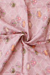 Mauve Pichwai Printed Linen Dupatta - Chinaya Banaras