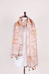 Dupatta, Pastel Peach Dupatta, Pichwai Dupatta, Dupatta for women, Printed Dupatta, Linen Dupatta