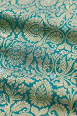 Sea Green Handwoven Banarasi Silk Fabric, banarasi fabric, silk fabric, brocade fabric, handloom fabric, indian fabric