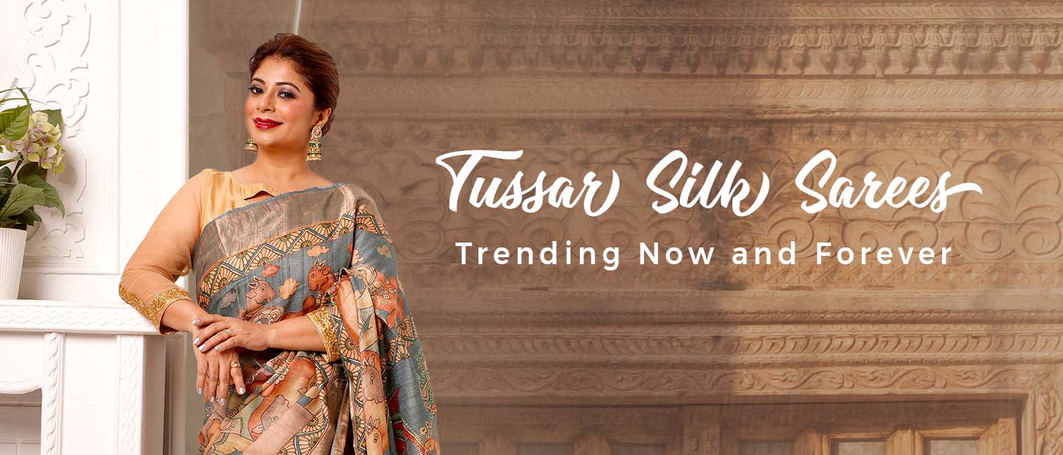 Trending Now and Forever - Tussar Silk Sarees Online - Chinaya Banaras