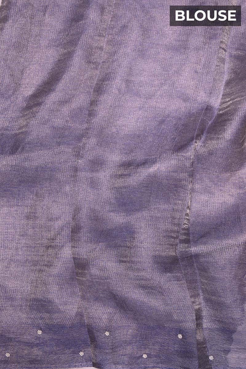 Lilac Blue Tissue Silk Saree with Beads Embellishments