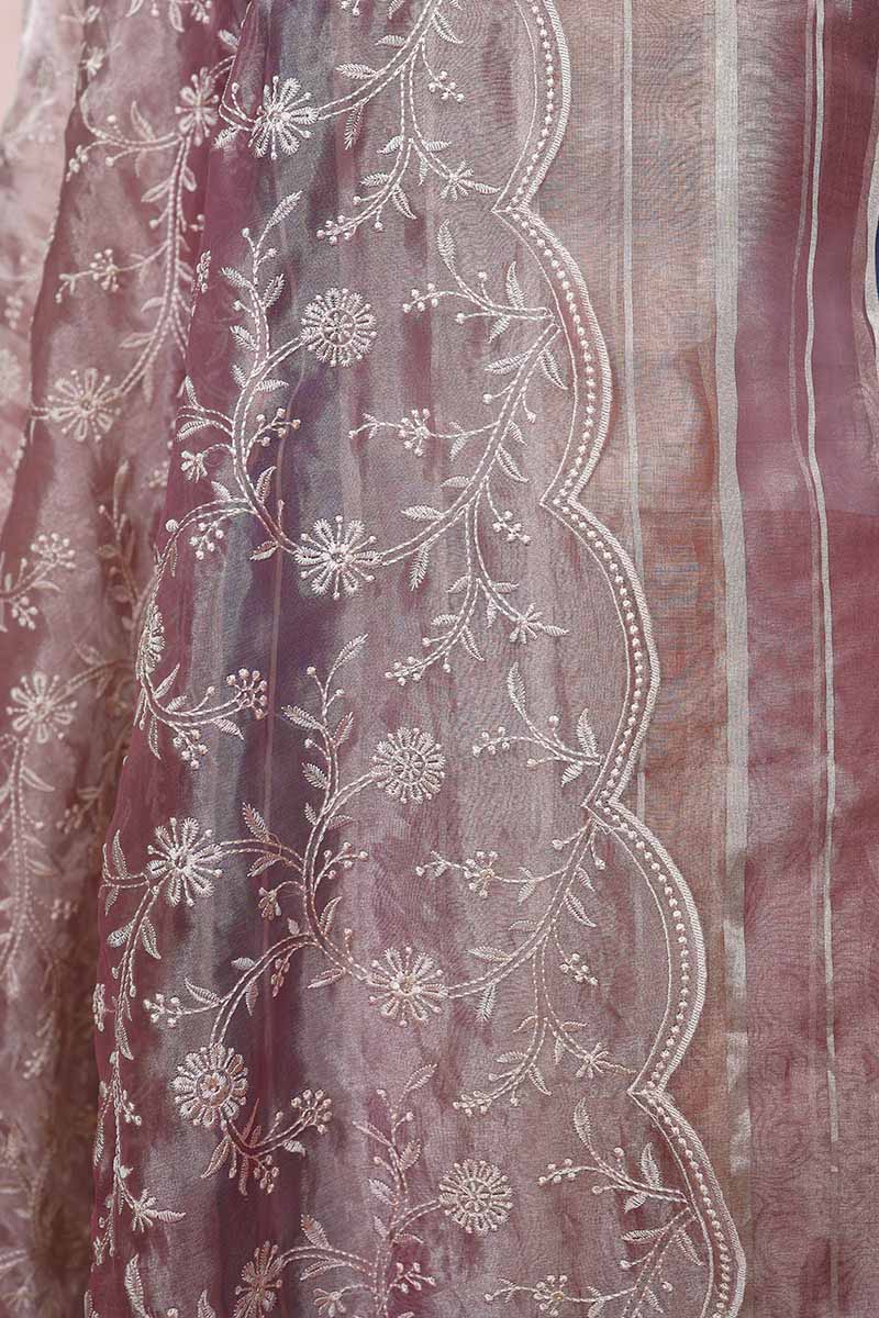 Rose Pink Rangkat Woven Tissue Silk Dress Material - Chinaya Banaras