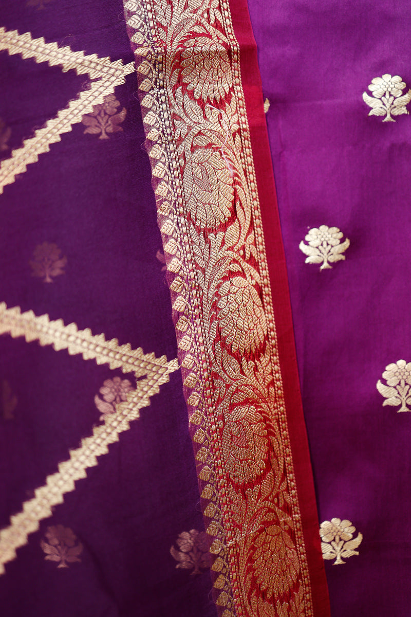Voilet Handwoven Chiniya Silk Dress Material