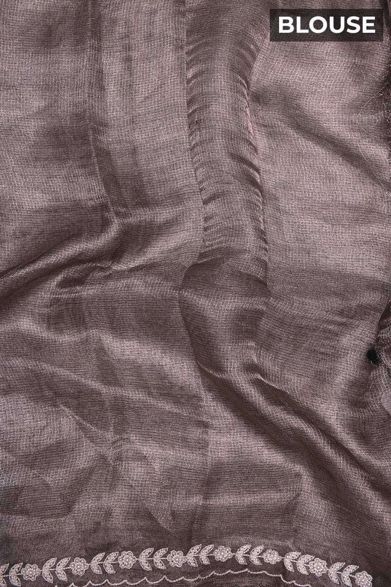 Grey Tissue Silk Saree with Cutdana and Beads Embellishments