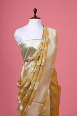 Mustard Yellow Ethnic Cotton Banarasi Saree