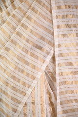 White Banarasi Cotton Silk Saree with Gold Zari Vertical Stripes