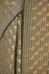 Olive Green Banarasi Cotton Saree with Gold Zari Diagonal Checks