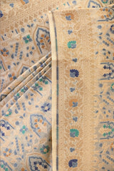 Cream Banarasi Cotton Saree with Gold Zari Jaal and Meenakari
