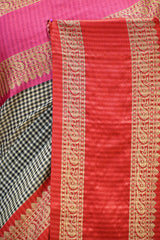 Black Cotton Silk Banarasi Saree with Ganga Jamuna Border
