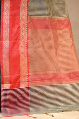 Black Cotton Silk Banarasi Saree with Ganga Jamuna Border